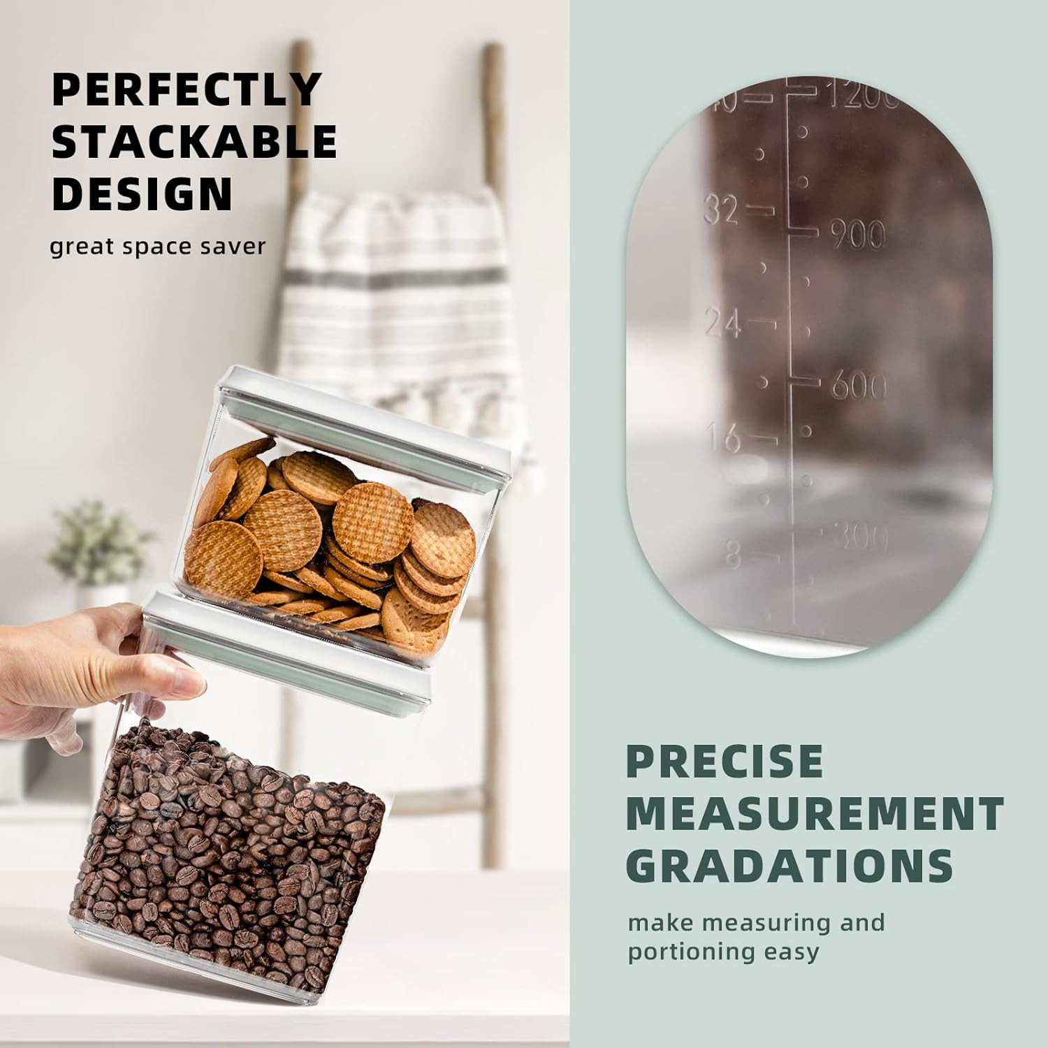 Pop up Lid Food Storage Containers, Clear Storage Containers for Pantry Airtight