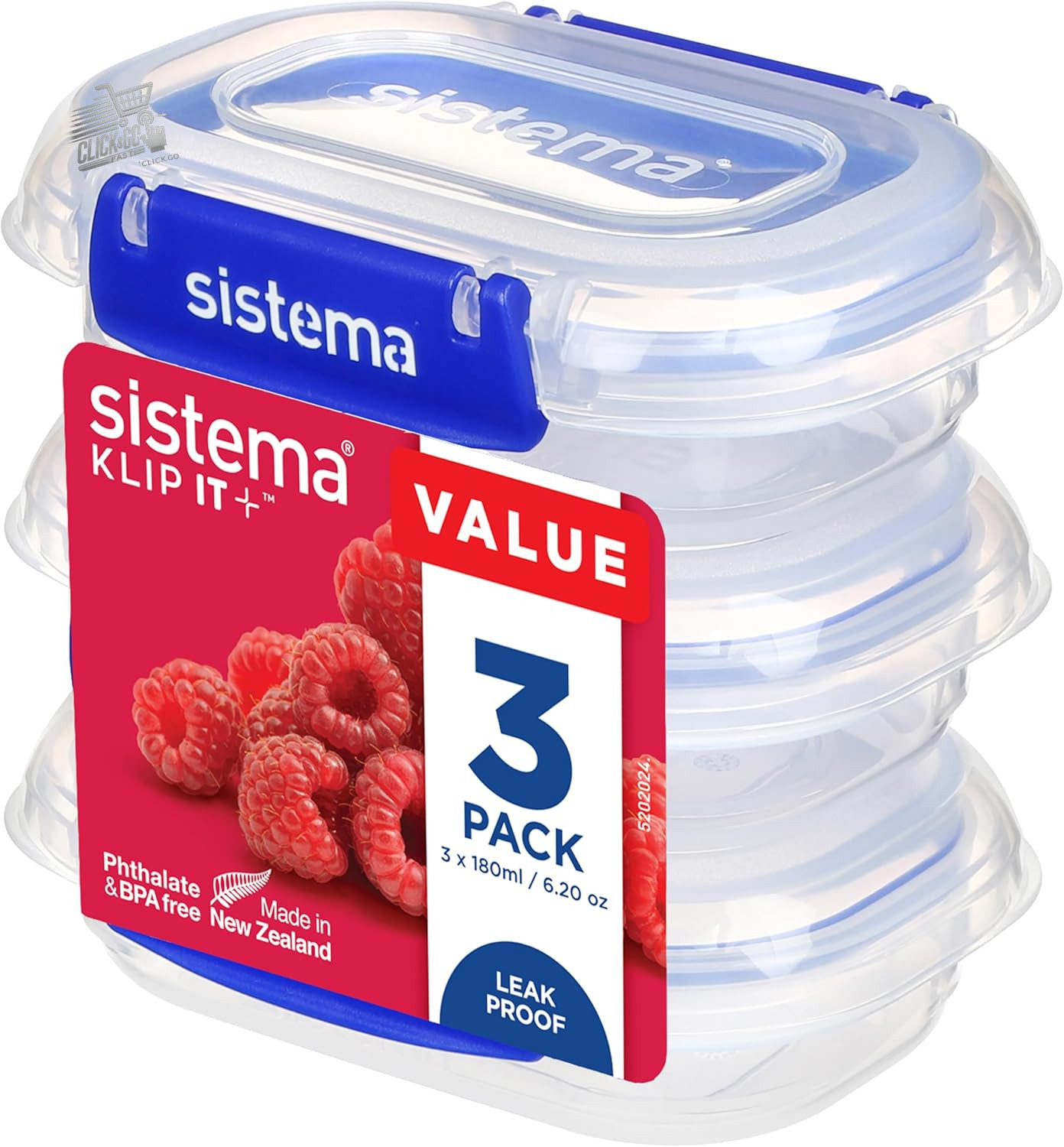 KLIP IT Plus Airtight Food Container 180ml 3 Piece Fridge Freezer BPA Free
