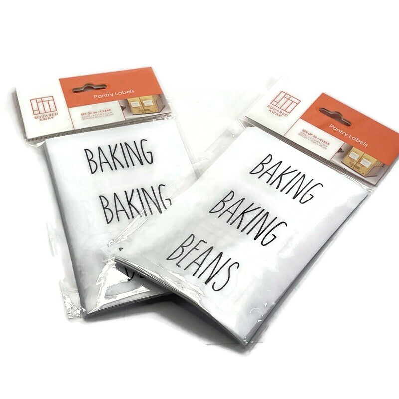 2 Squared Away Pantry Labels 36 Assorted Clear Labels For Food (36 X 2)