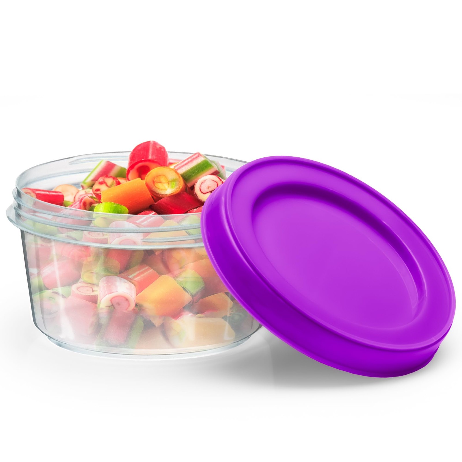 DecorRack 8 Pack – 7 oz Plastic Food Storage Containers with Screw Lids, BPA-…