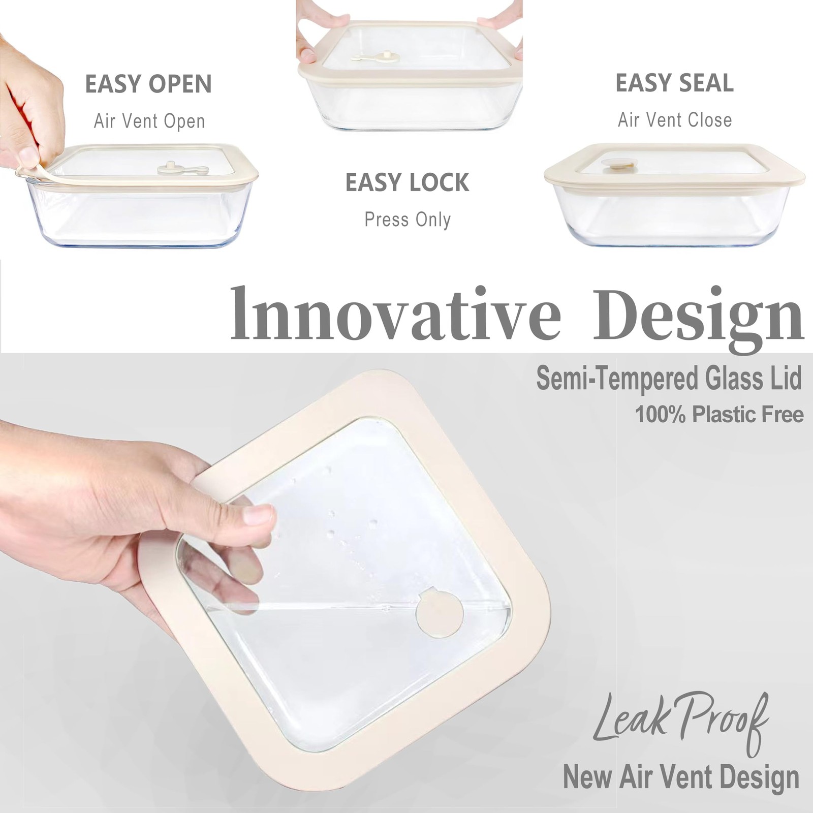 Urban Green Glass Food Container Set with Glass Lid, 4 Pack, Meal Prep Contai…