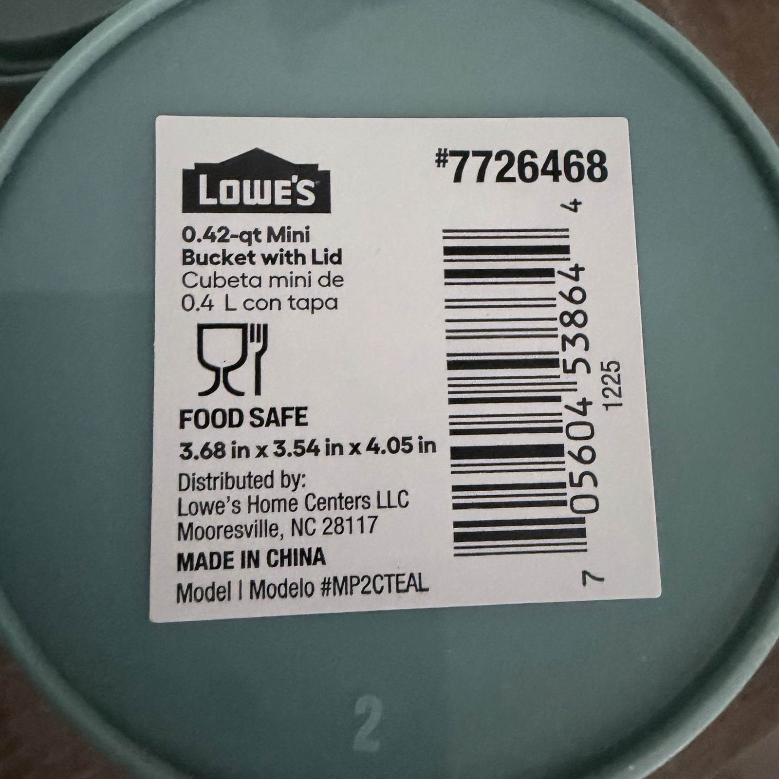 Lot of 5 Lowe’s TEAL 0.42 Qt – BPA-Free Mini Bucket w/Lid Viral Fast Shipment