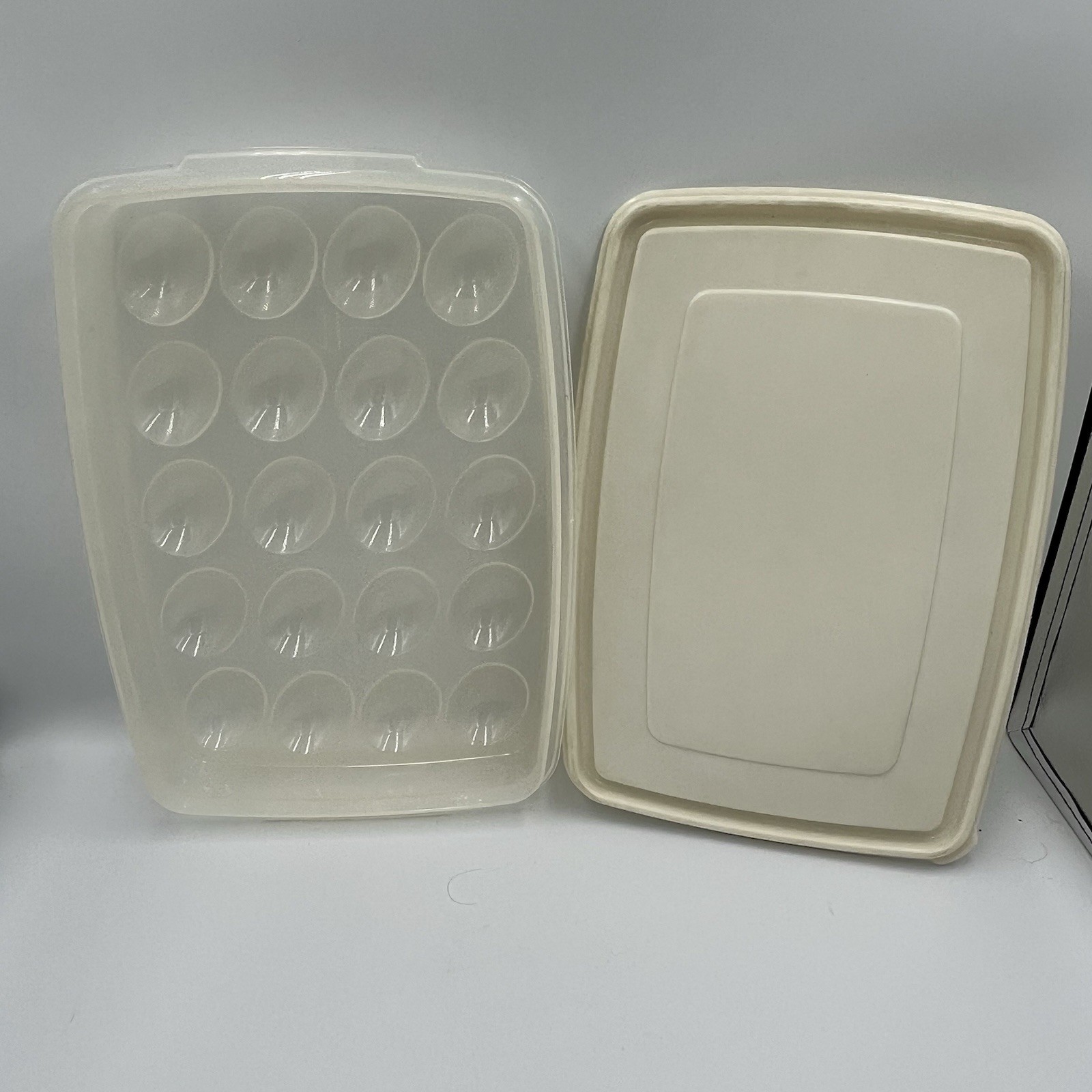 Vtg Rubbermaid Servin’ Saver 20 Deviled Egg Keeper Container Almond Lid #7