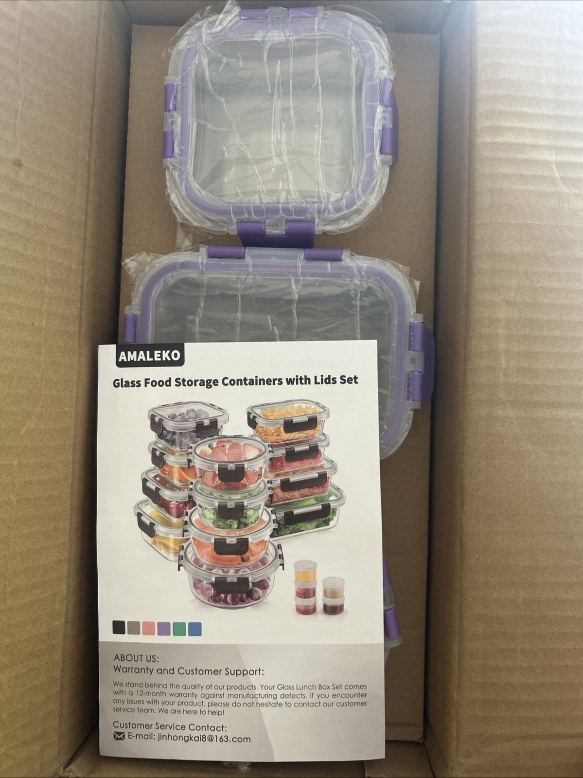 34pcs Glass Food Storage Containers with Lids Set, Airtight Meal Prep Containers