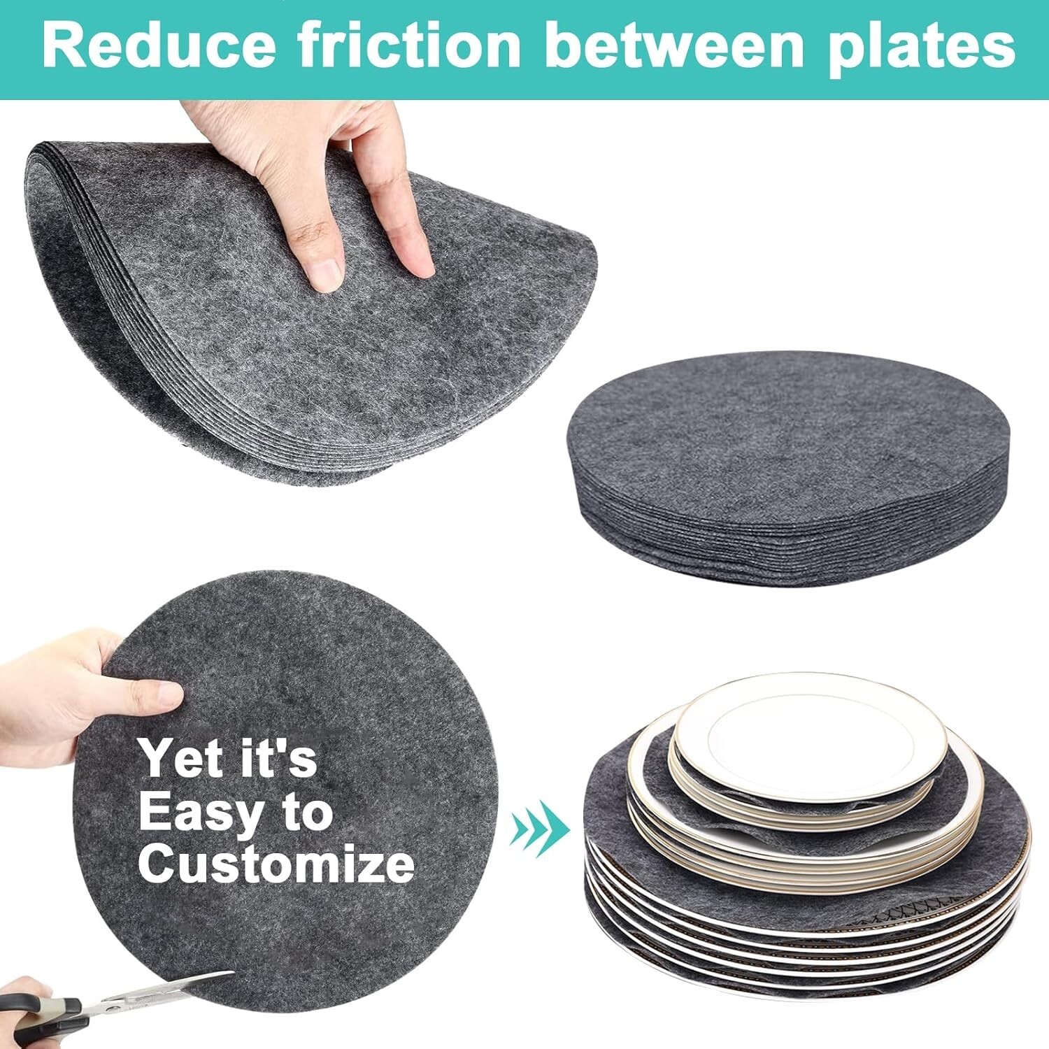 Plate Storage Containers Dinner Plate Storage with Lid, Handles Hard Shell 2-Pcs