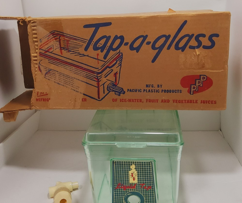 Vintage Pacific Plastics Tap-A-Glass Plastic Refrigerator Dispenser with Spigot