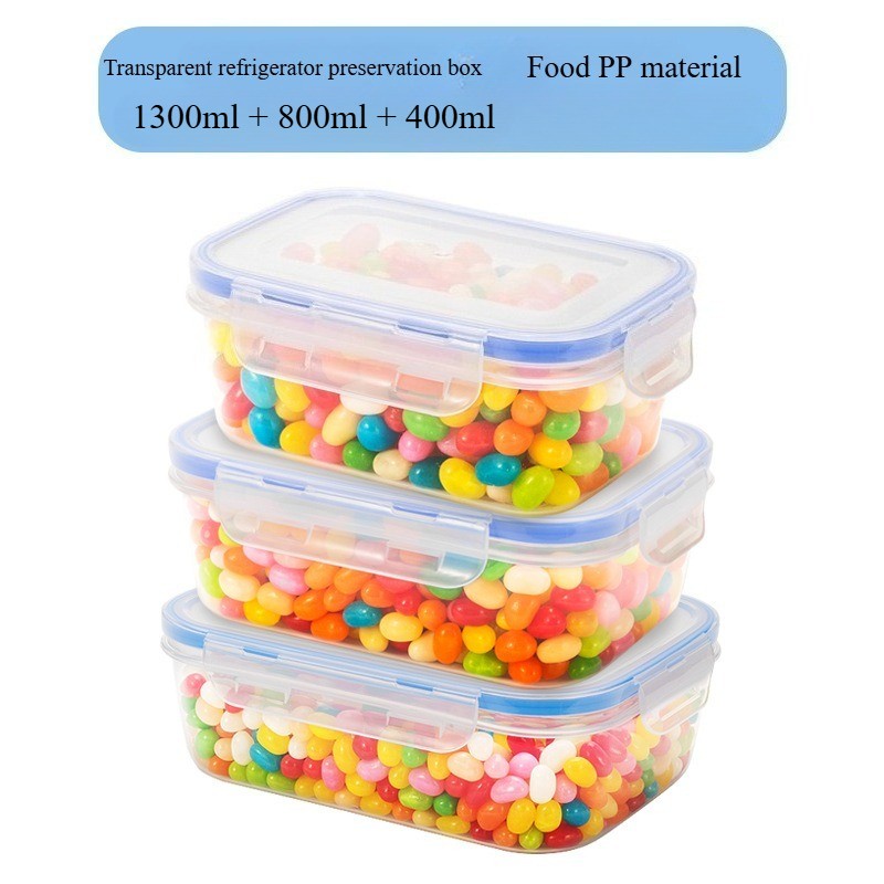 3Pcs Kitchen Food Storage Food-grade PP Household Refrigerator Lid Sealed Box