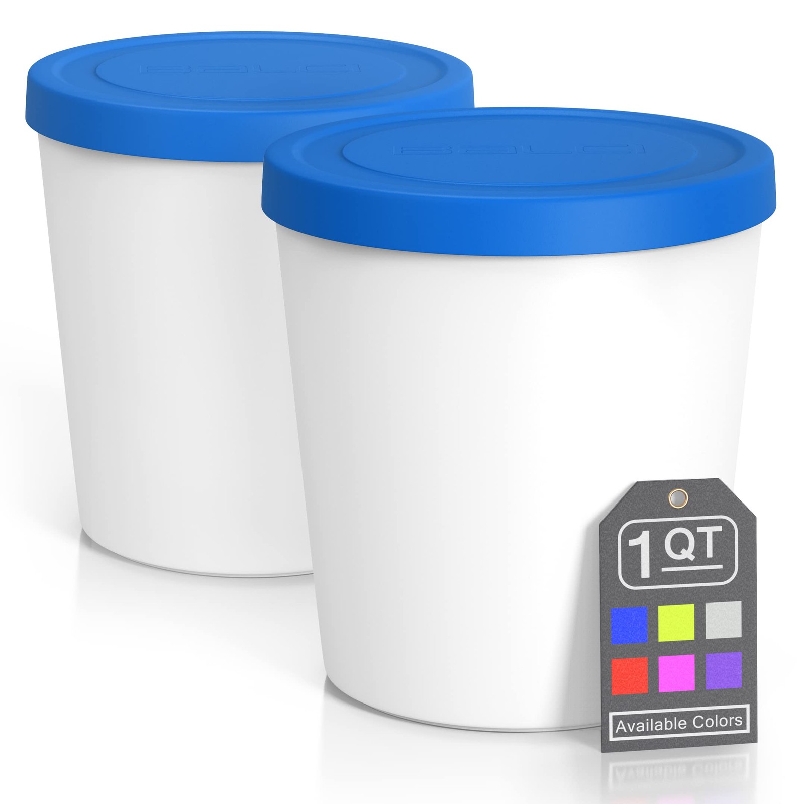 2 Pack 1 Quart Blue Ice Cream Containers Freezer Storage Tubs with Lids