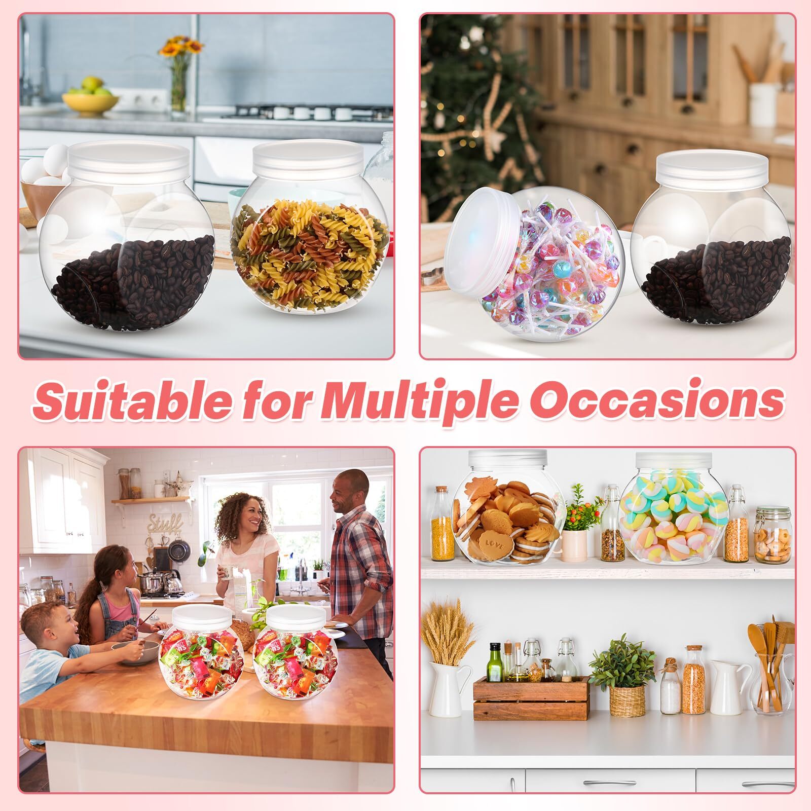 2 Sets Plastic Candy Jars with Lids and Candy Scoops 84.5 oz Clear Candy Cont…