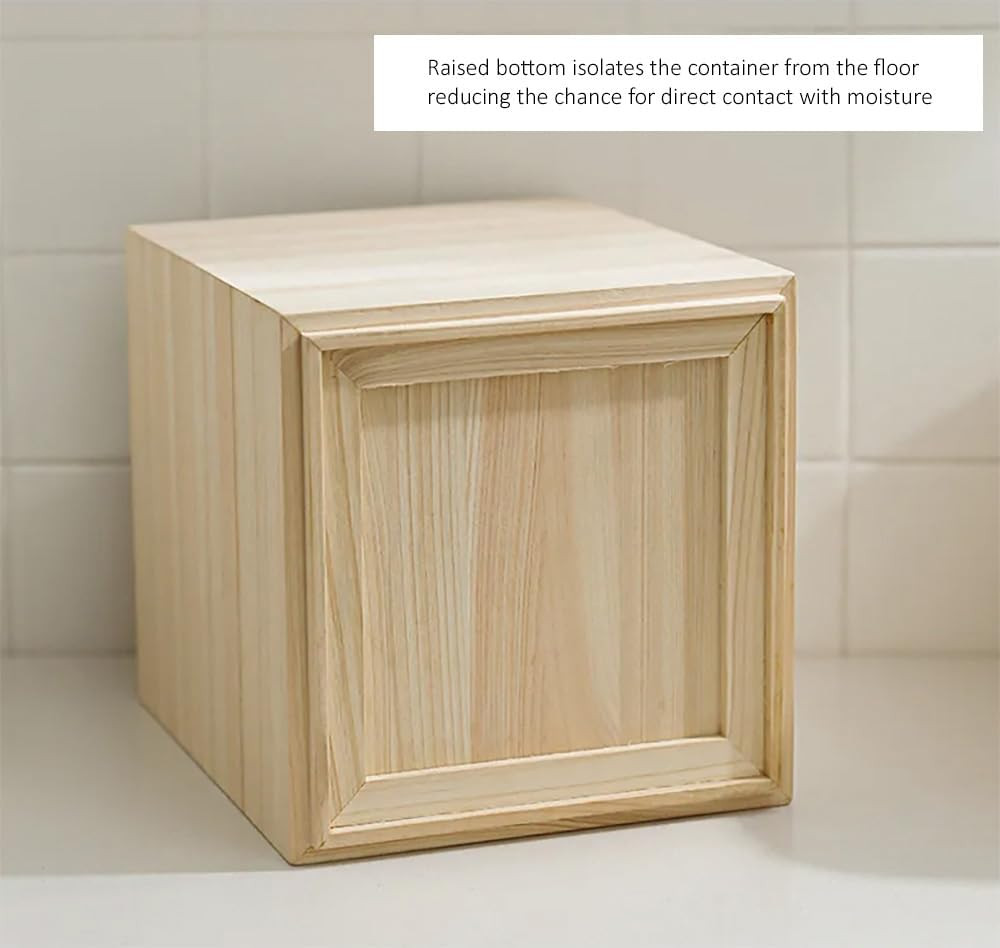 Wooden Rice Storage Container with Lid and Measuring Cup, 13Lbs (5.8Kg) – Grains