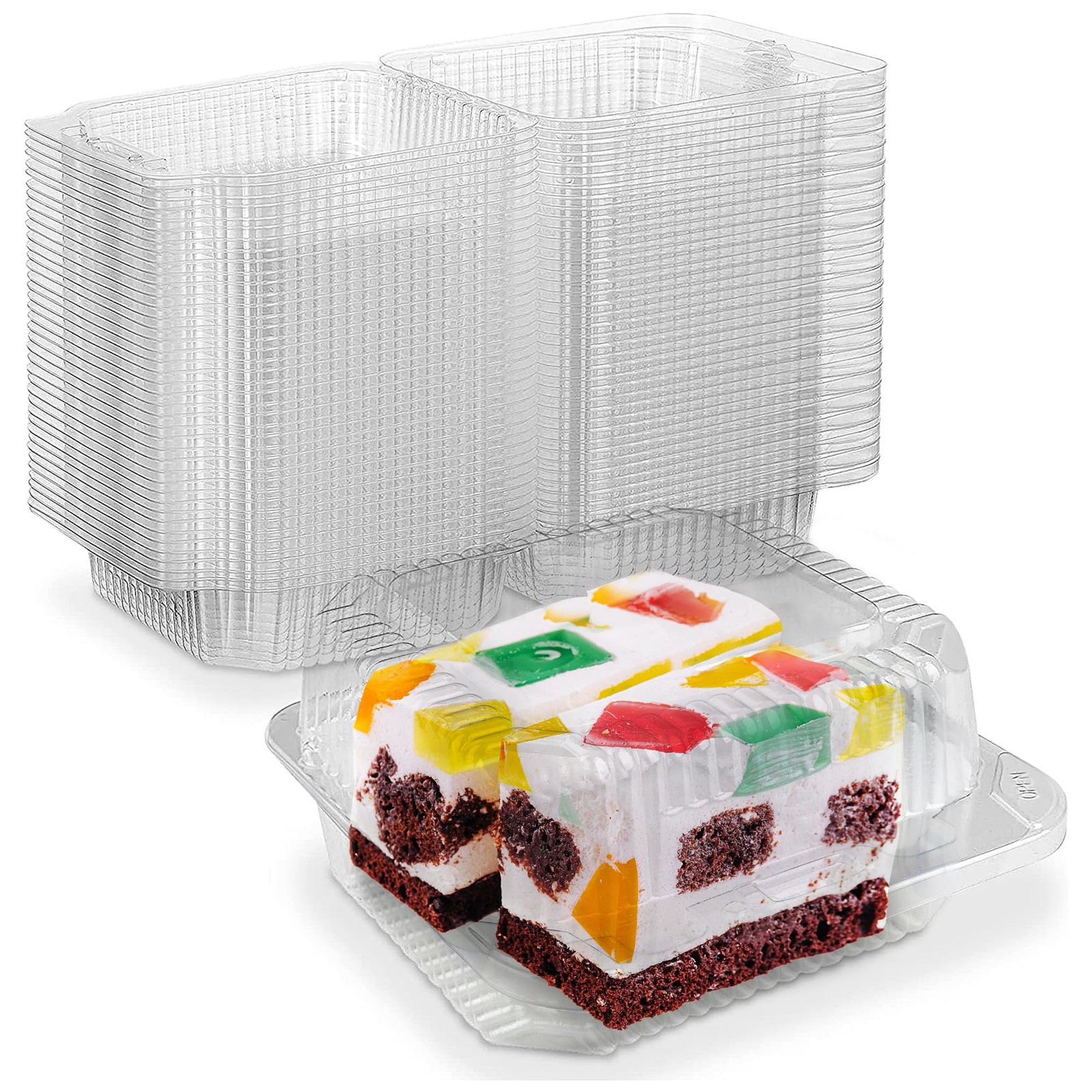 MT Products Clear Cake Slice Container 5″ x 5″ x 2.75″ – To go Square Plastic…