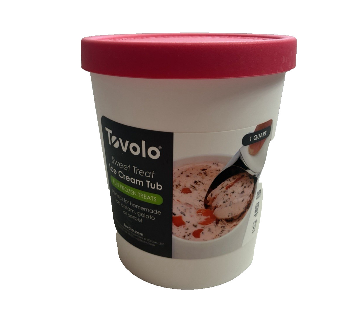 Tovolo Sweet Treat Ice Cream Tub Dark Pink Lid 1 Quart Container Gelato Sorbet