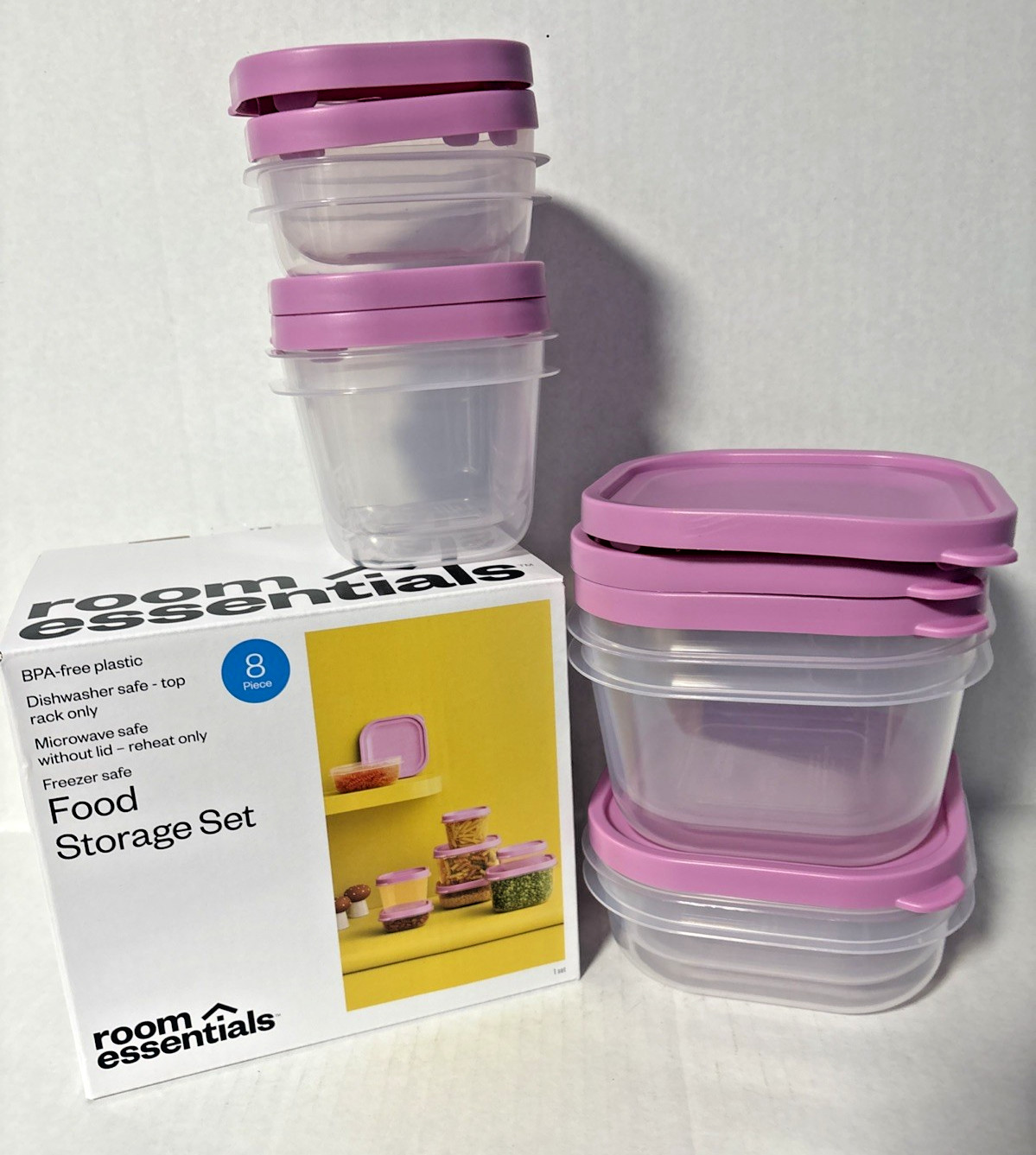 Target Room Essentials New In Box 8 piece + lids Food Storage Set – Free Ship