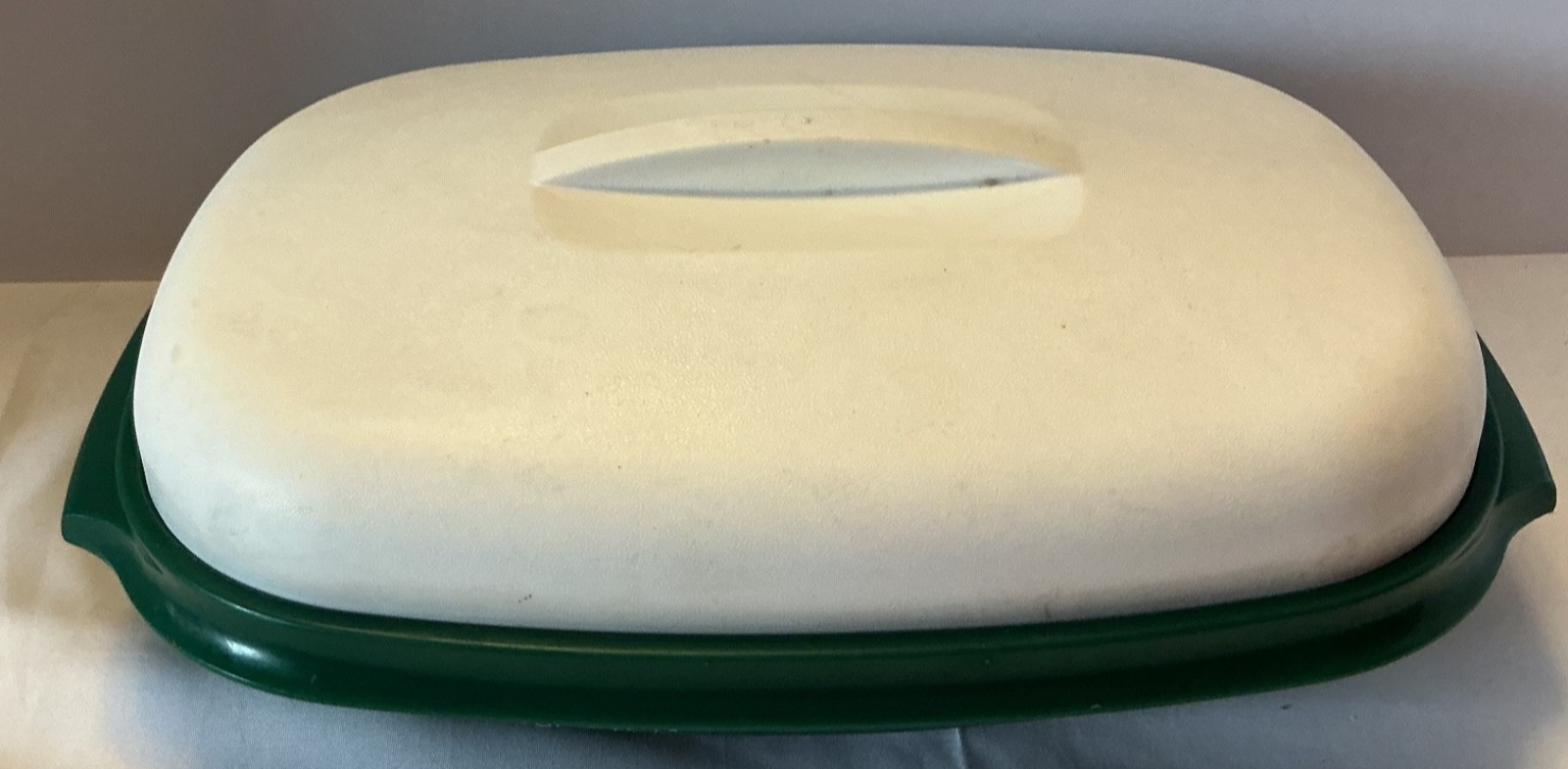 VTG Tupperware #1273-3 – 6 Cup Microwave Veggie Rice Steamer – Green w/White Lid