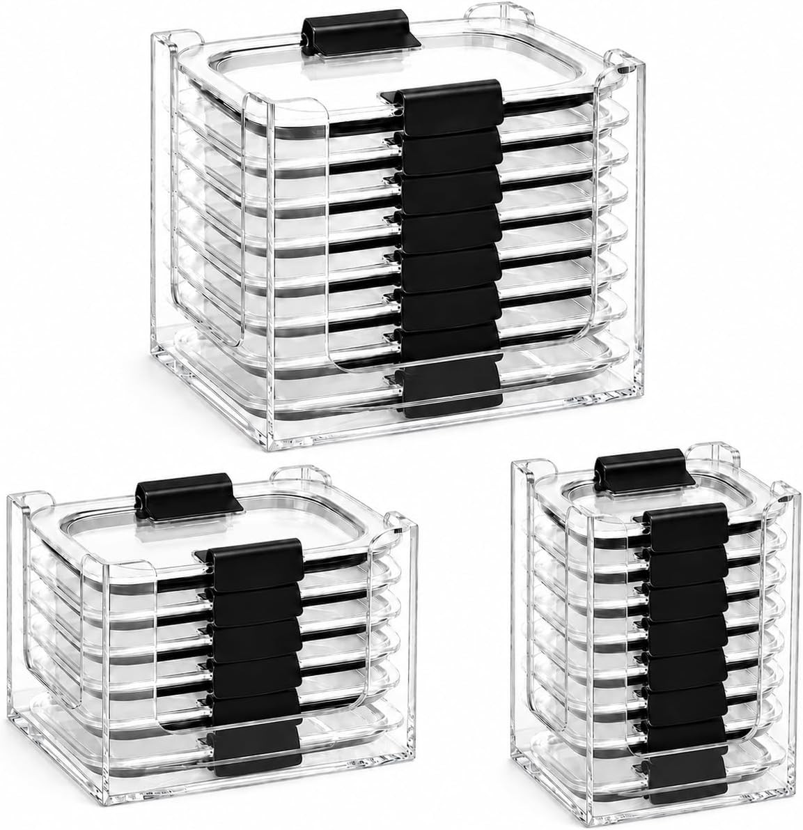 3PCS Clear Acrylic Food Container Lid Organizer for Rubbermaid Brilliance Nap-on