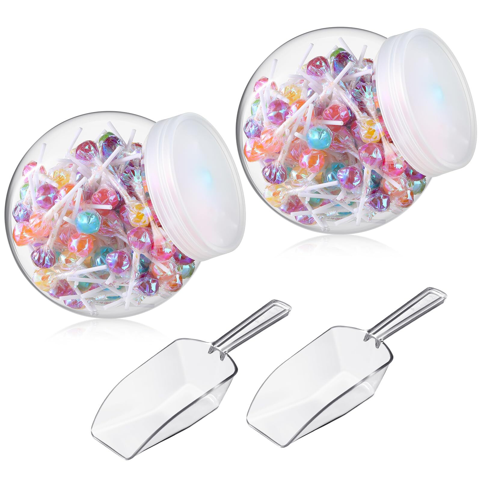2 Sets Plastic Candy Jars with Lids and Candy Scoops 84.5 oz Clear Candy Cont…