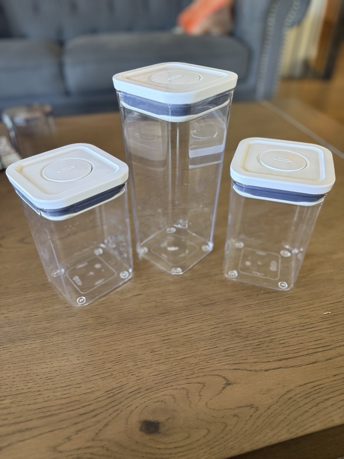 Lot of 3 Food OXO Pop Food Containers (2) 1.1qt/1.0L & (1) 1.6qt/1.7L