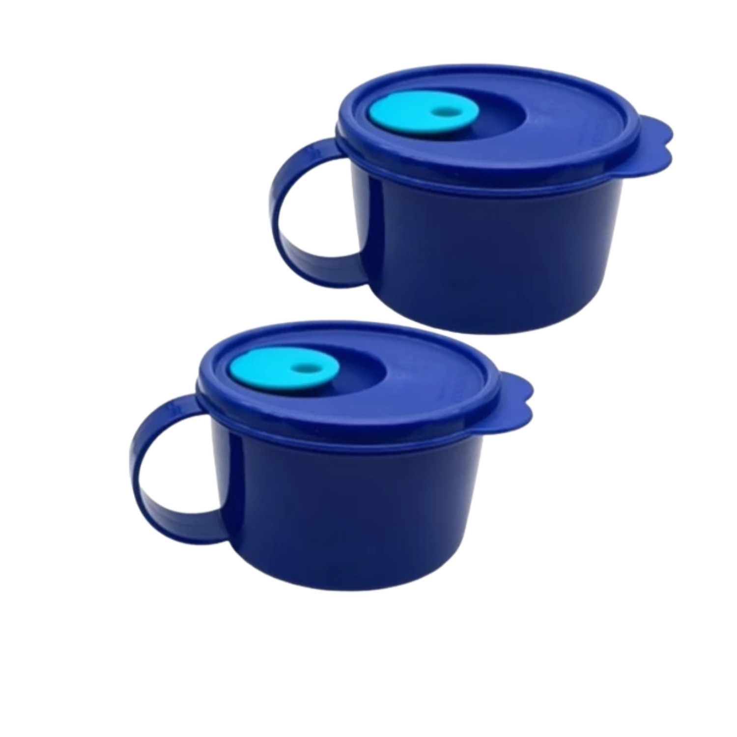 Tupperware CrystalWave Soup Mug 460ml Blue 2pcs Microwave Safe BPA Free