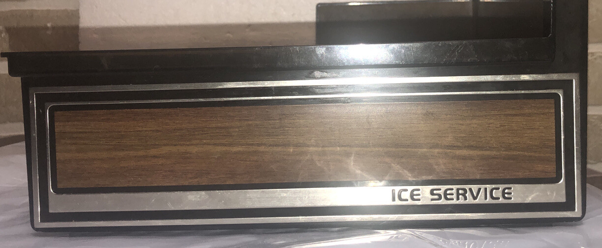vtg Refrigerator Ice Service Storage Bin Holder Container Plastic w Wood Trim