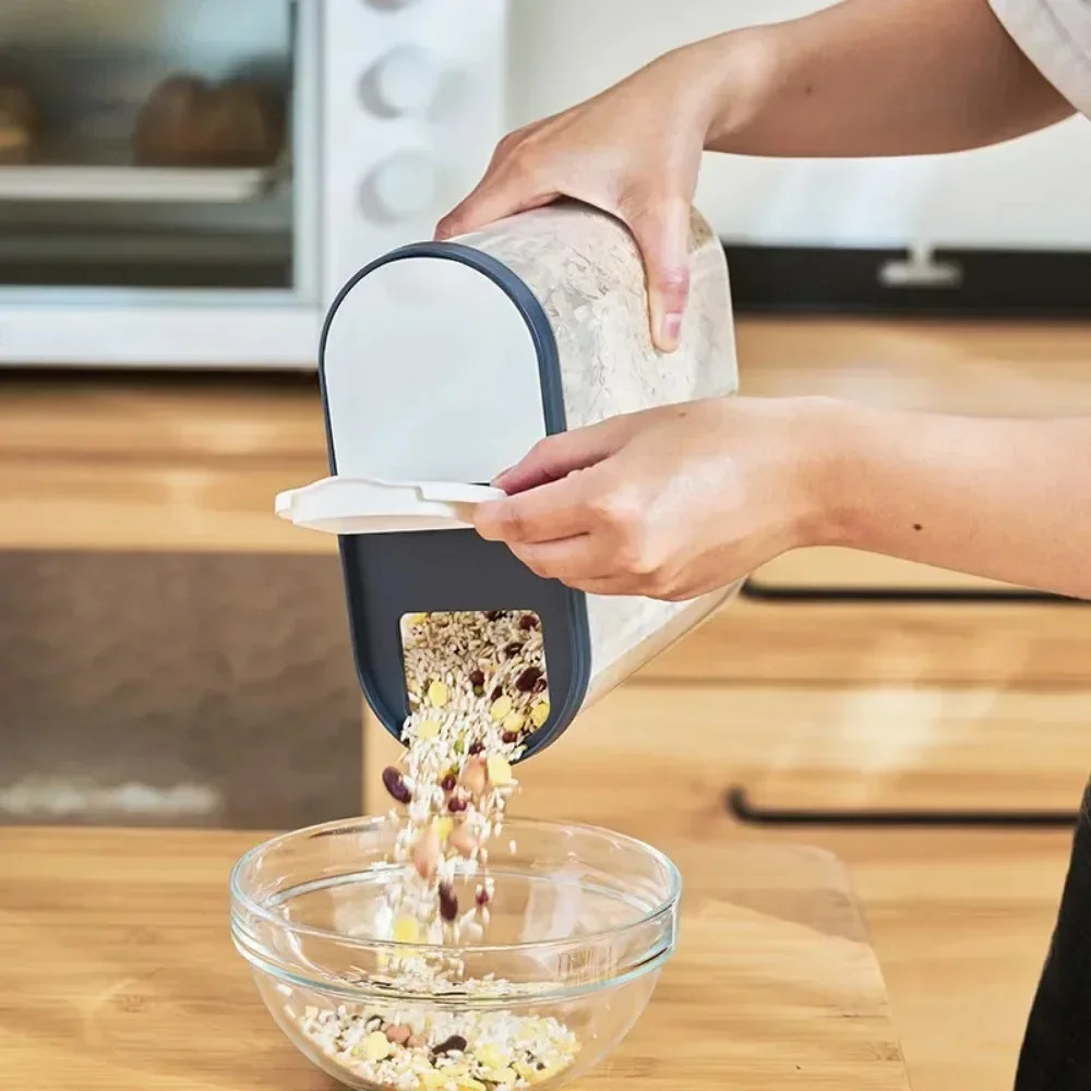 New Plastic Storage Container Pasta Rice Dispenser Cereals Organizer Boxes Cabin