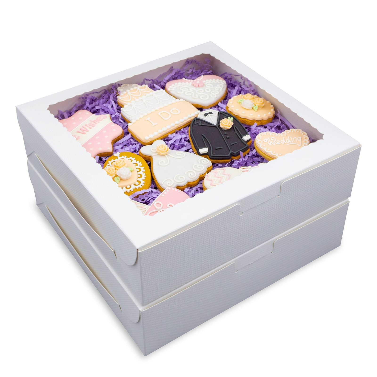 24 PCS Pie Boxes White Bakery Cake With Window 9x9x2.5 Inch Donuts Cookies