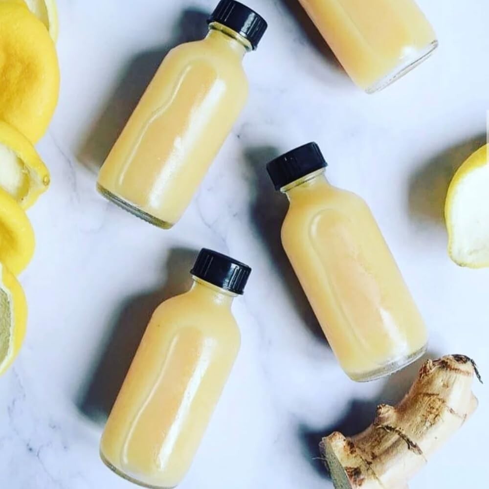 14 Pack 2oz Small Ginger Shot Bottles with Lid Caps Reusable Glass Bottles