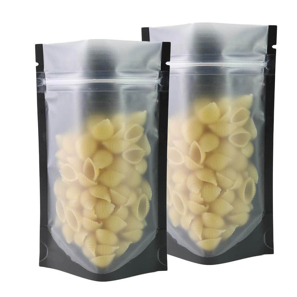 Pack Of 100 Translucent Front Matte Black Poly Plastic Resealable Bags 3.3oz 5