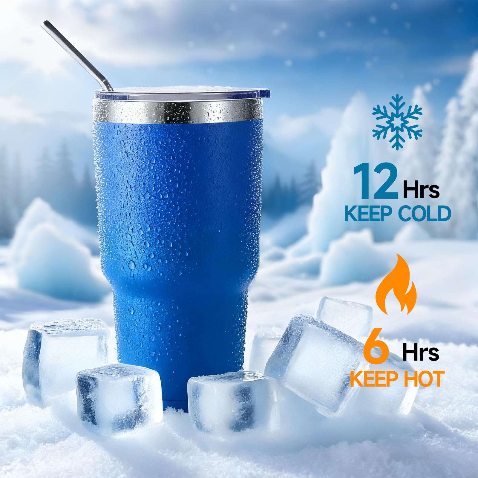 Volhoply 30Oz Insulated Tumbler Lid And Straw Double Wall 304 Stainless Steel
