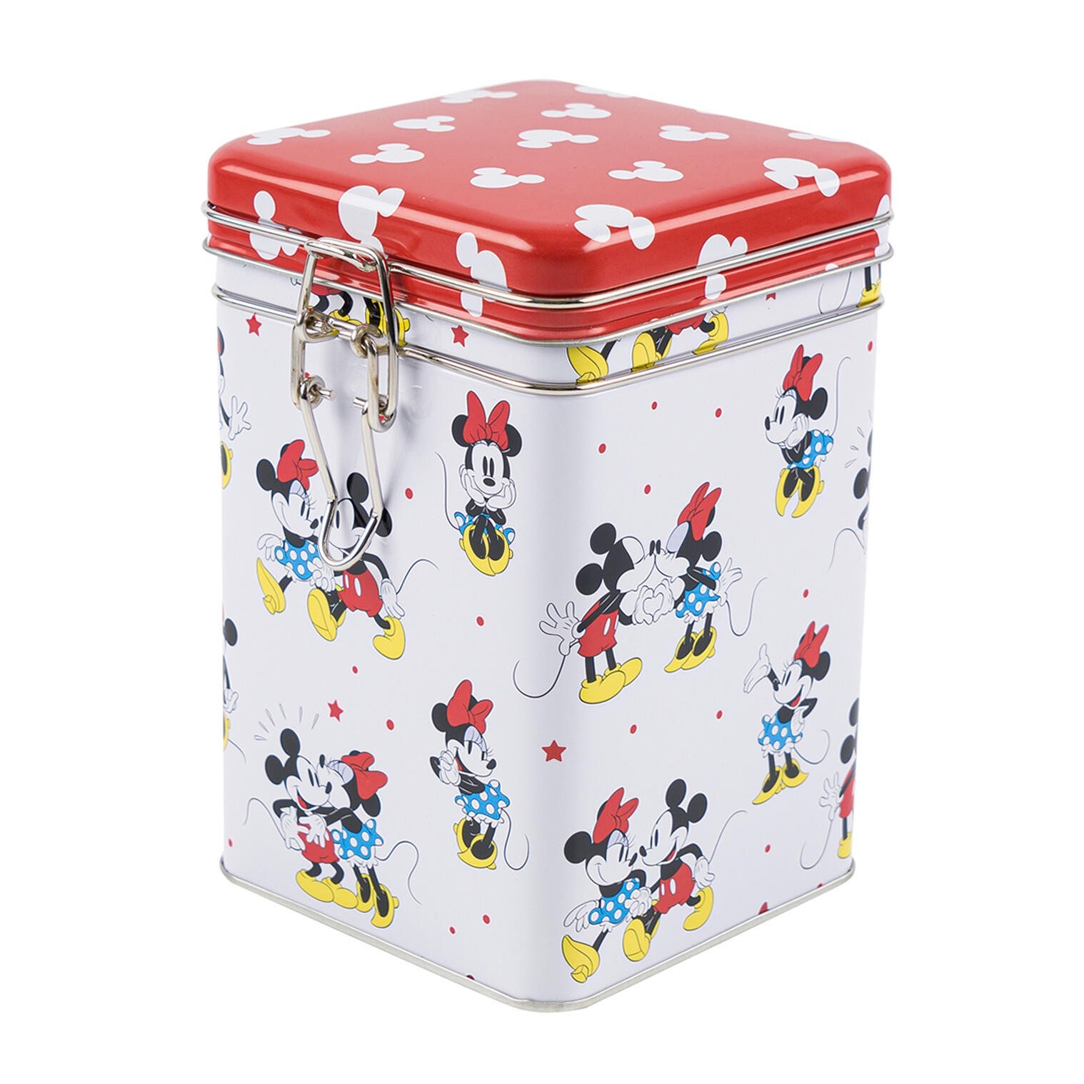 Disney Mickey and Minnie Red and White Rectangular Lock Top Canister
