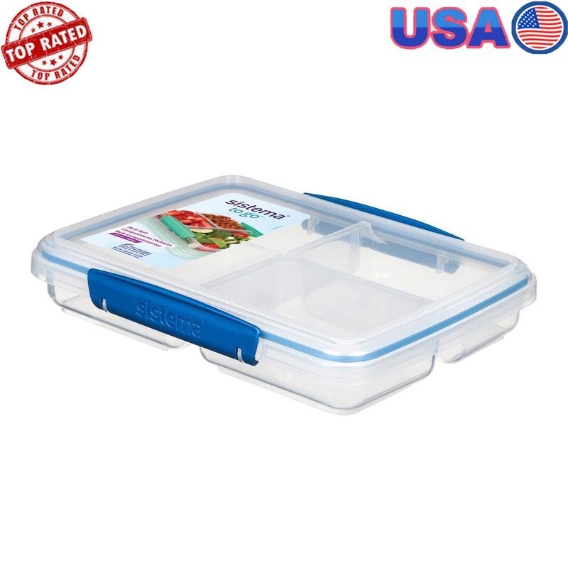 Multi Split Food Storage Container 3 Compartment Snack Lunch Prep BPA Free New