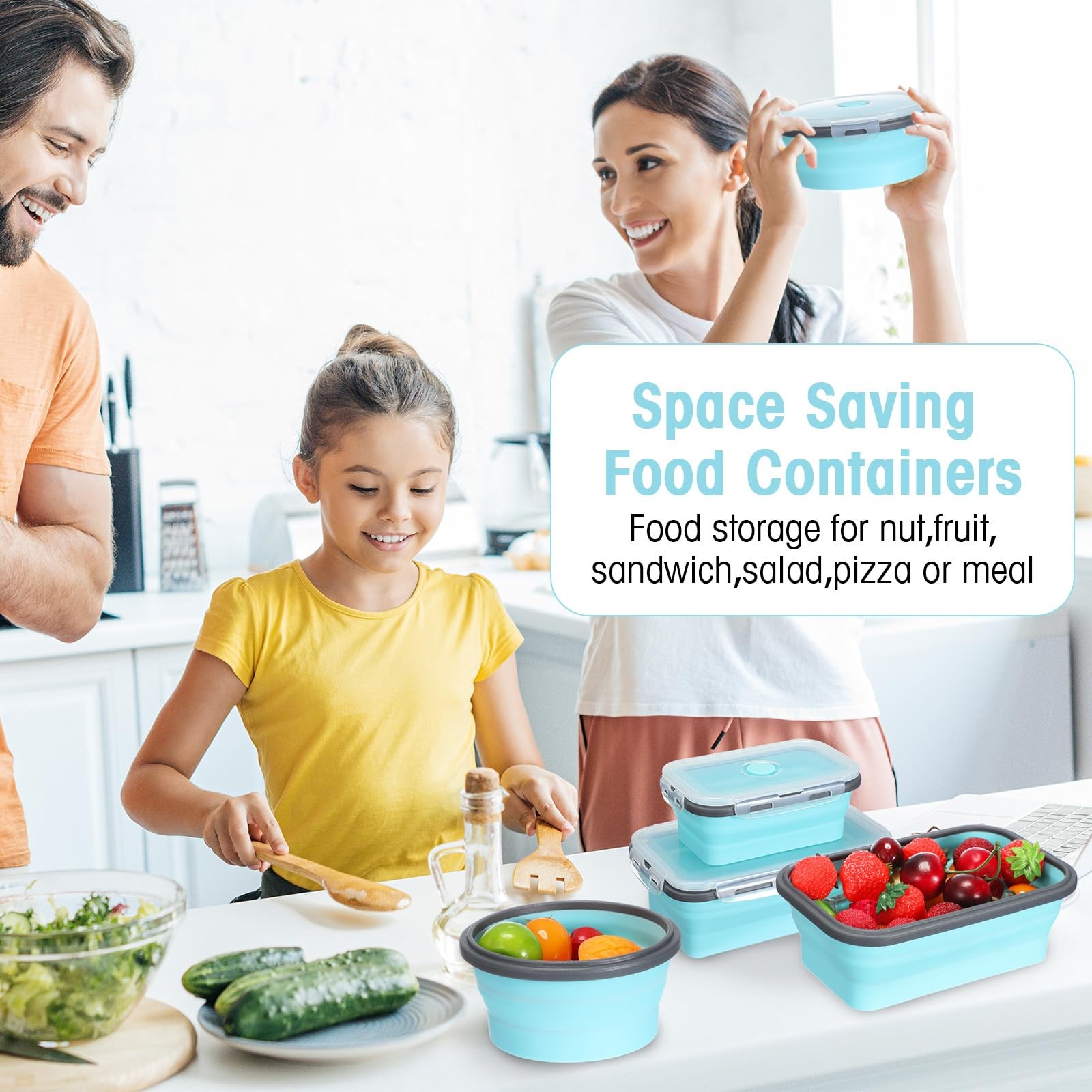 16 Pack Collapsible Food Storage Containers With Lid Foldable 8 Pcs Rectangle St
