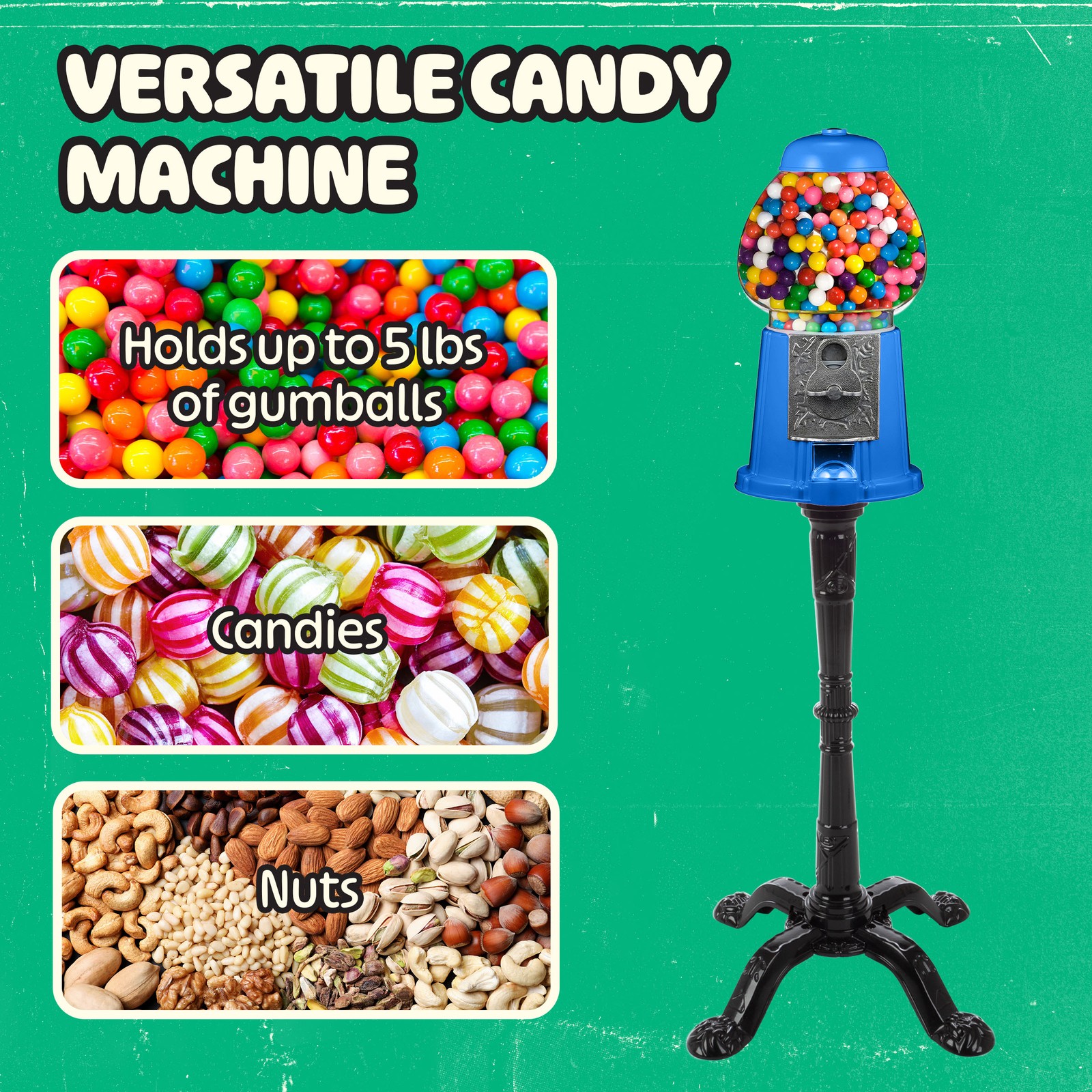 15” Gumball Machine Bubble Gum Machine Candy Dispenser Vending Machine