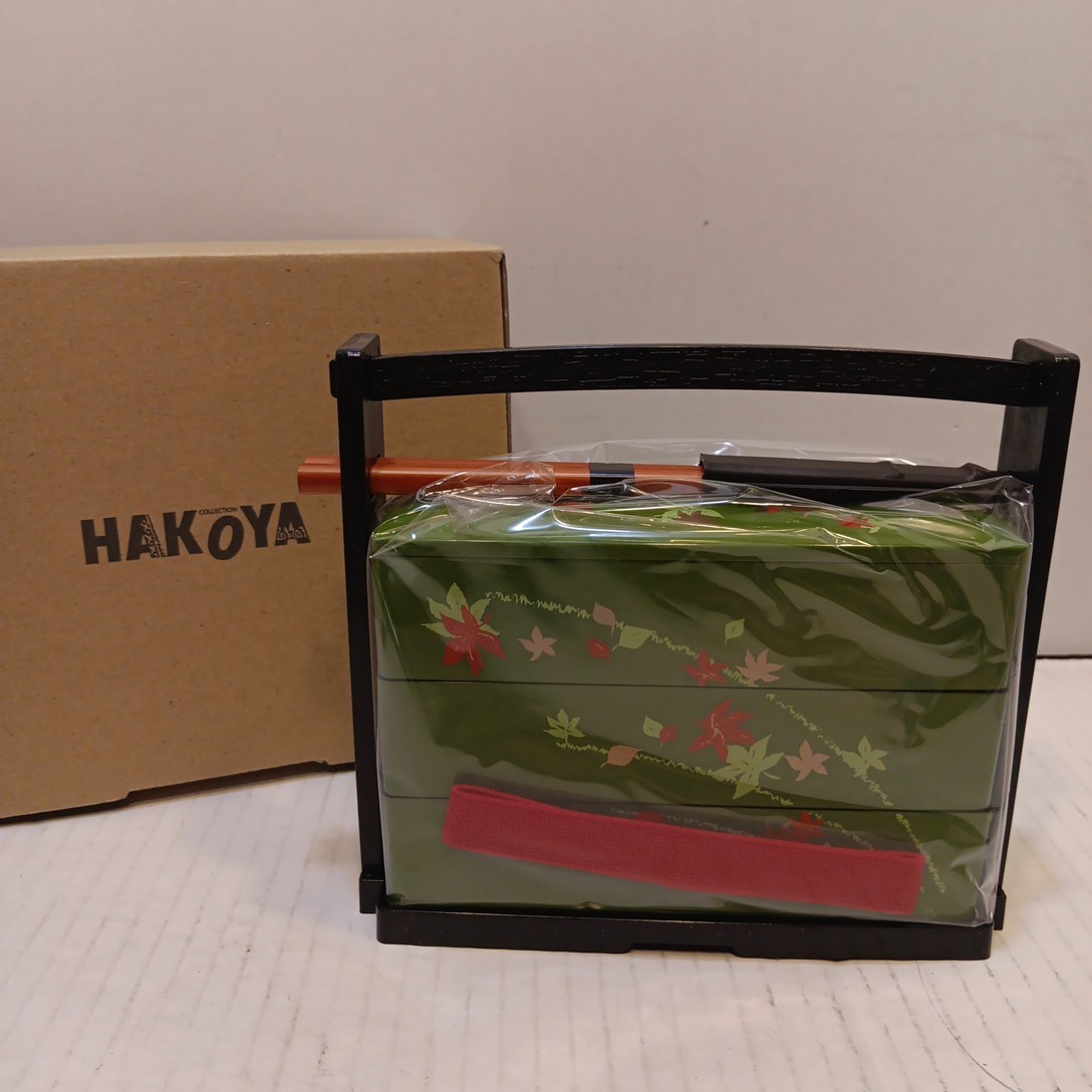 HAKOYA BENTO Lunch Box 3 tier Sushi Sakura Flower with Chopsticks From Japan