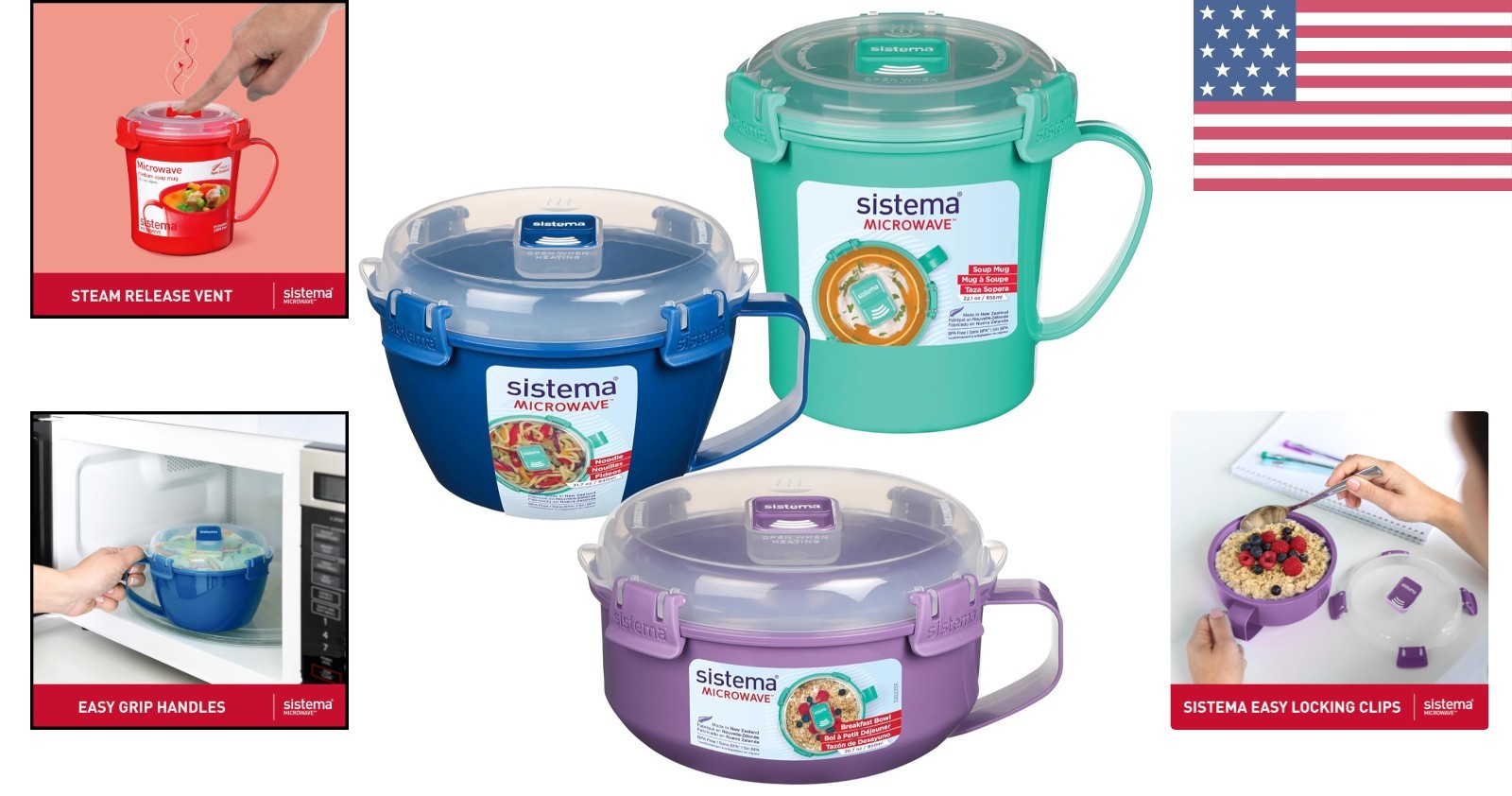 Dishwasher Safe Red Microwave Bowl Set – Steam Vents for Mess-Free Heating