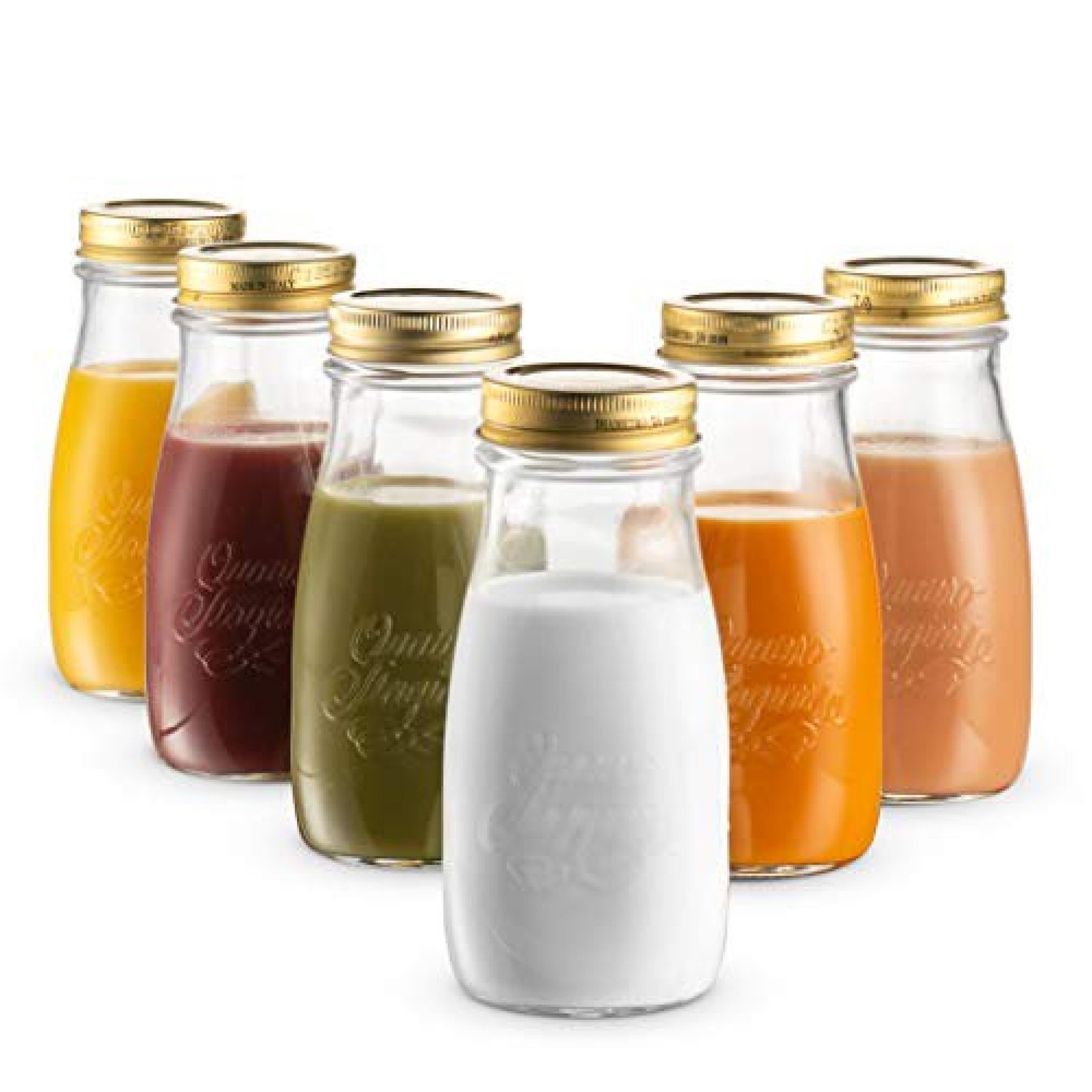 Quattro Stagioni Bottles (Set of 6) – 13.5 Oz. Clear Glass with Twist Lids fo…
