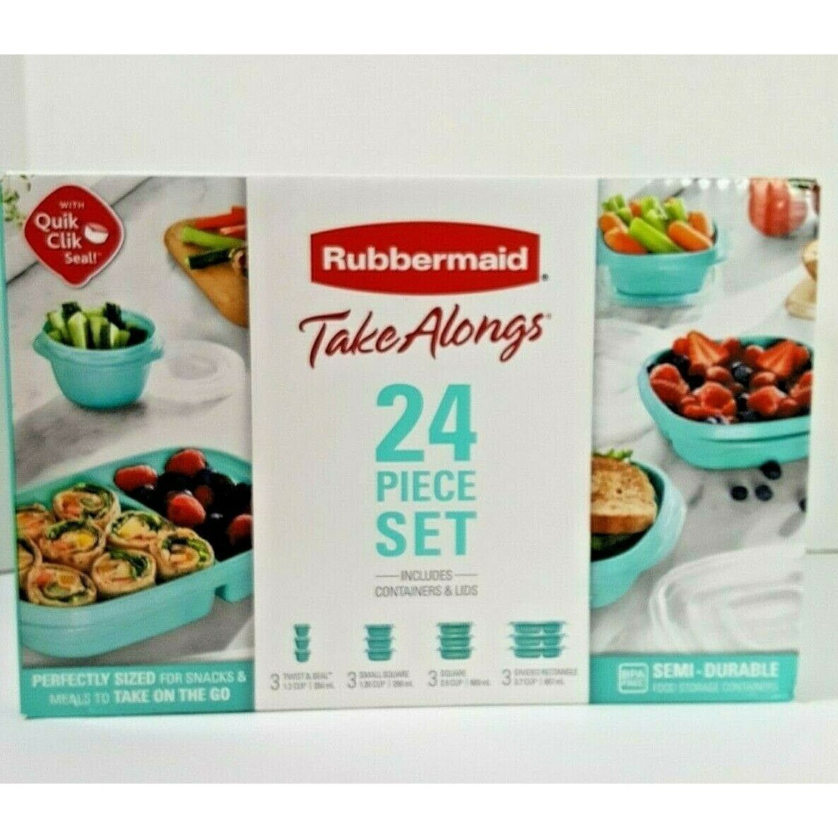 New Rubbermaid TakeAlongs Teal 24 Piece Set Lids & Containers Food Storage Meal