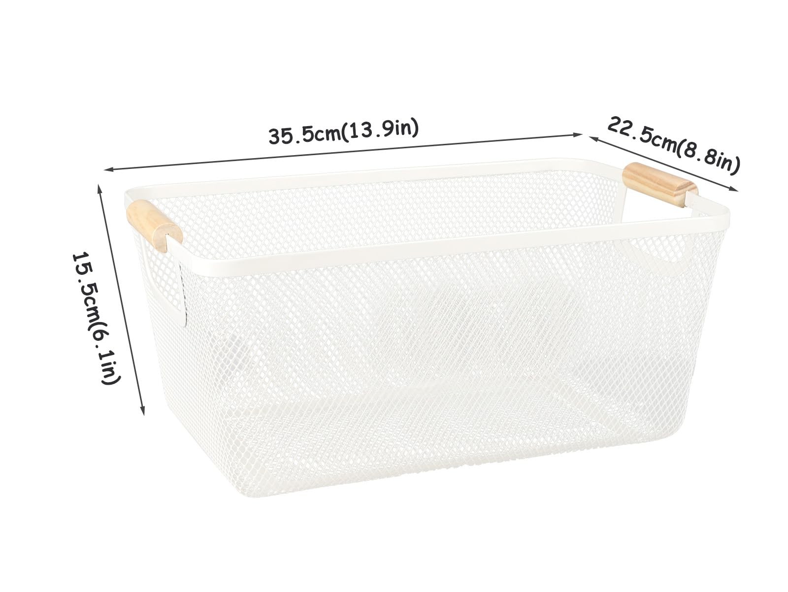 2 PCS Potato Onion Storage Bin Wooden Handle Pantry Kitchen Mesh Basket White