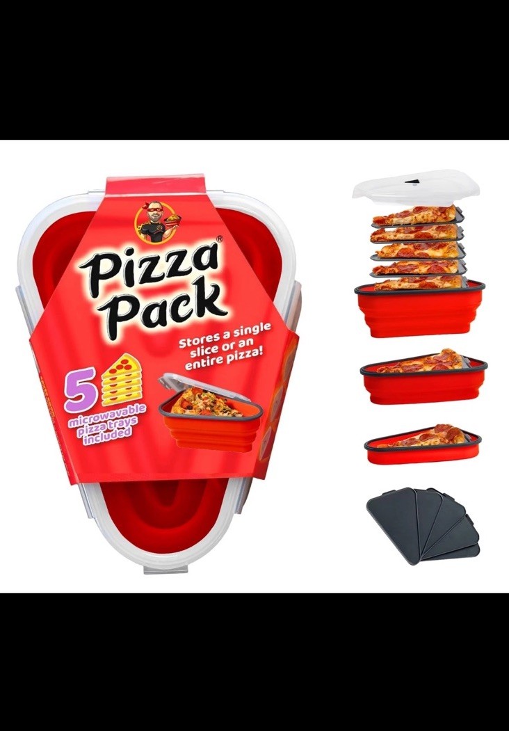 The Perfect Pizza Pack™ – Reusable Pizza Storage Container with 5 Microwavabl…