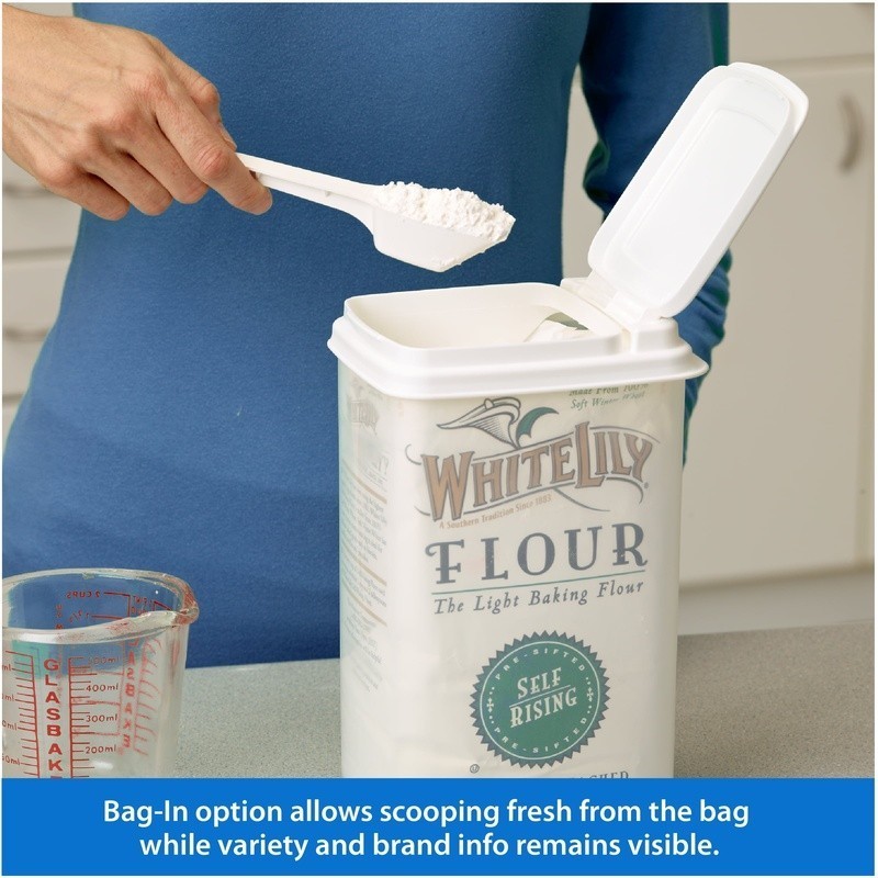 Plastic Flour Containers Set of 2 W/ Scoop Pantry Storage Dry Food Storage Jar