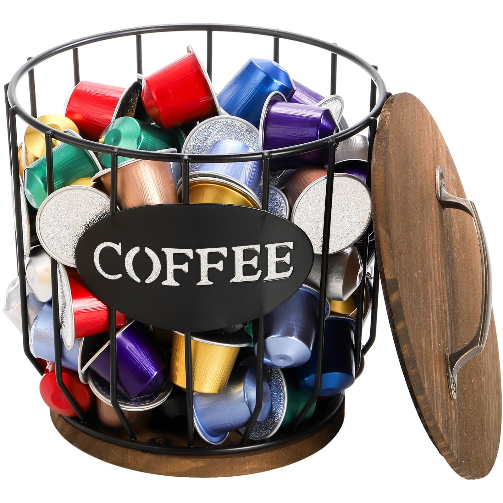 yarlung Coffee Pod Holder with Lid, Large Capacity K Cup black