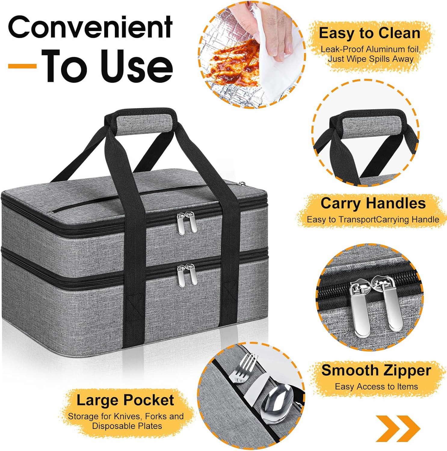 Double Insulated Casserole Carrier, Portable Casserole Carrier for Hot or Cold F