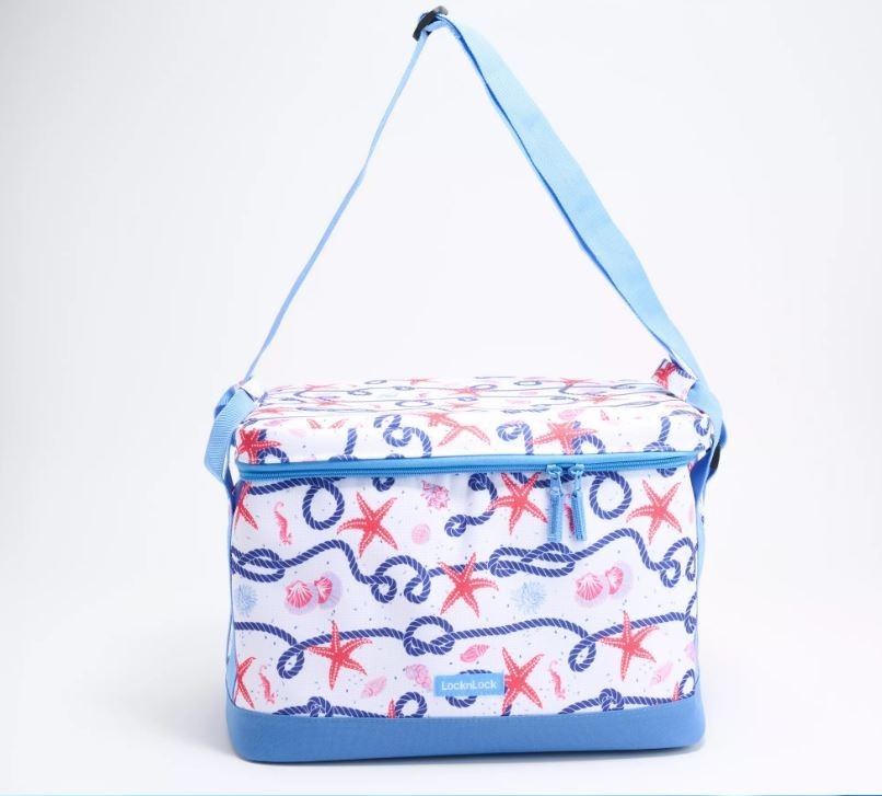 LocknLock Flat Top Tote, Insulated Cooler Bag,Thermal, Blue Coastal, K313530