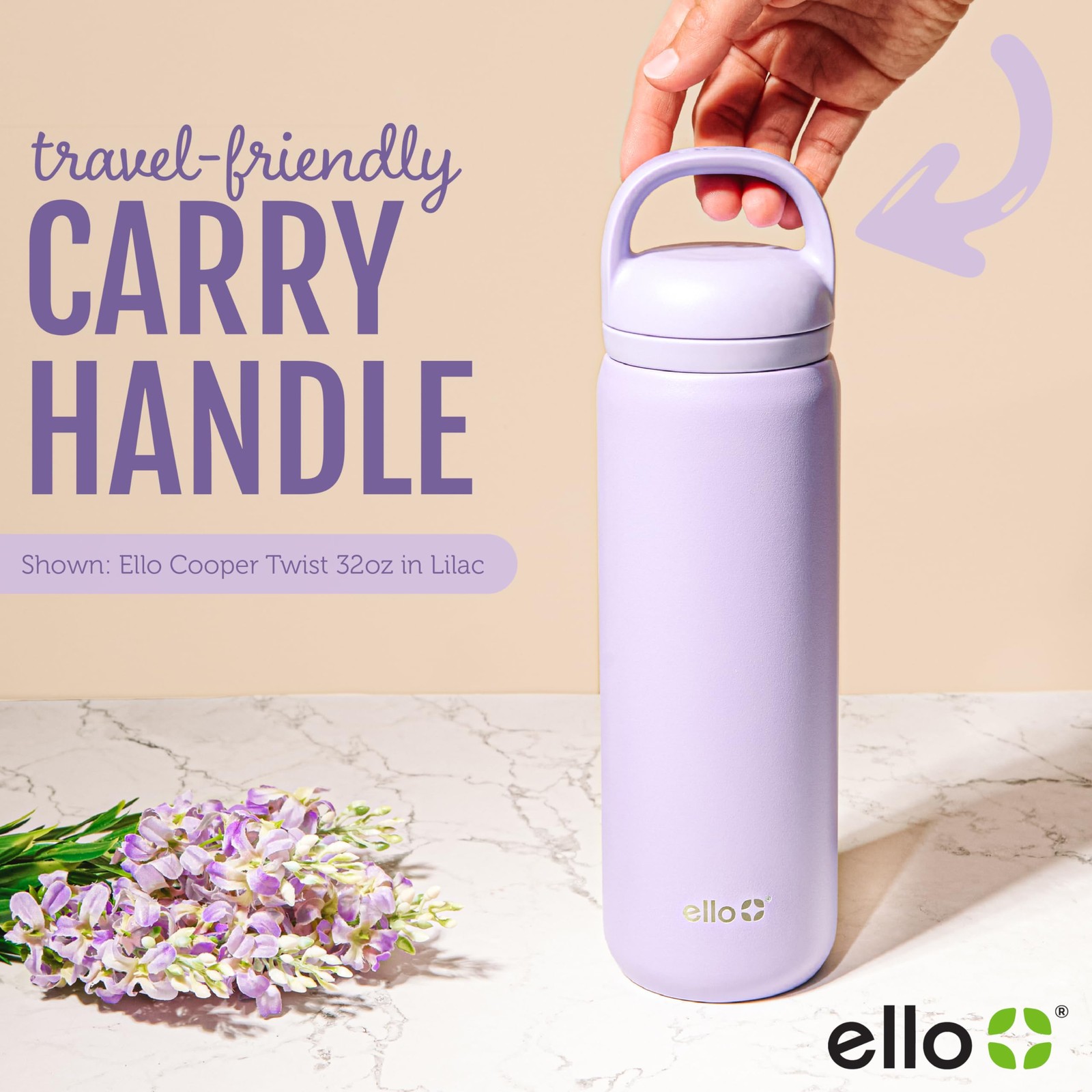 Ello Cooper Twist 32Oz Stainless Steel Water Bottle Chug Lid Leak Proof Double