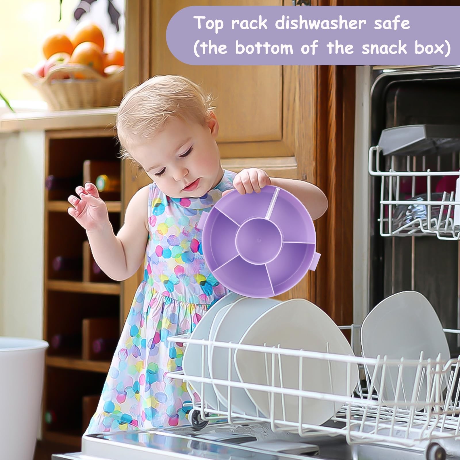 Reusable Rotating Snack Container with 5 Separate Compartments, Color Matchin…