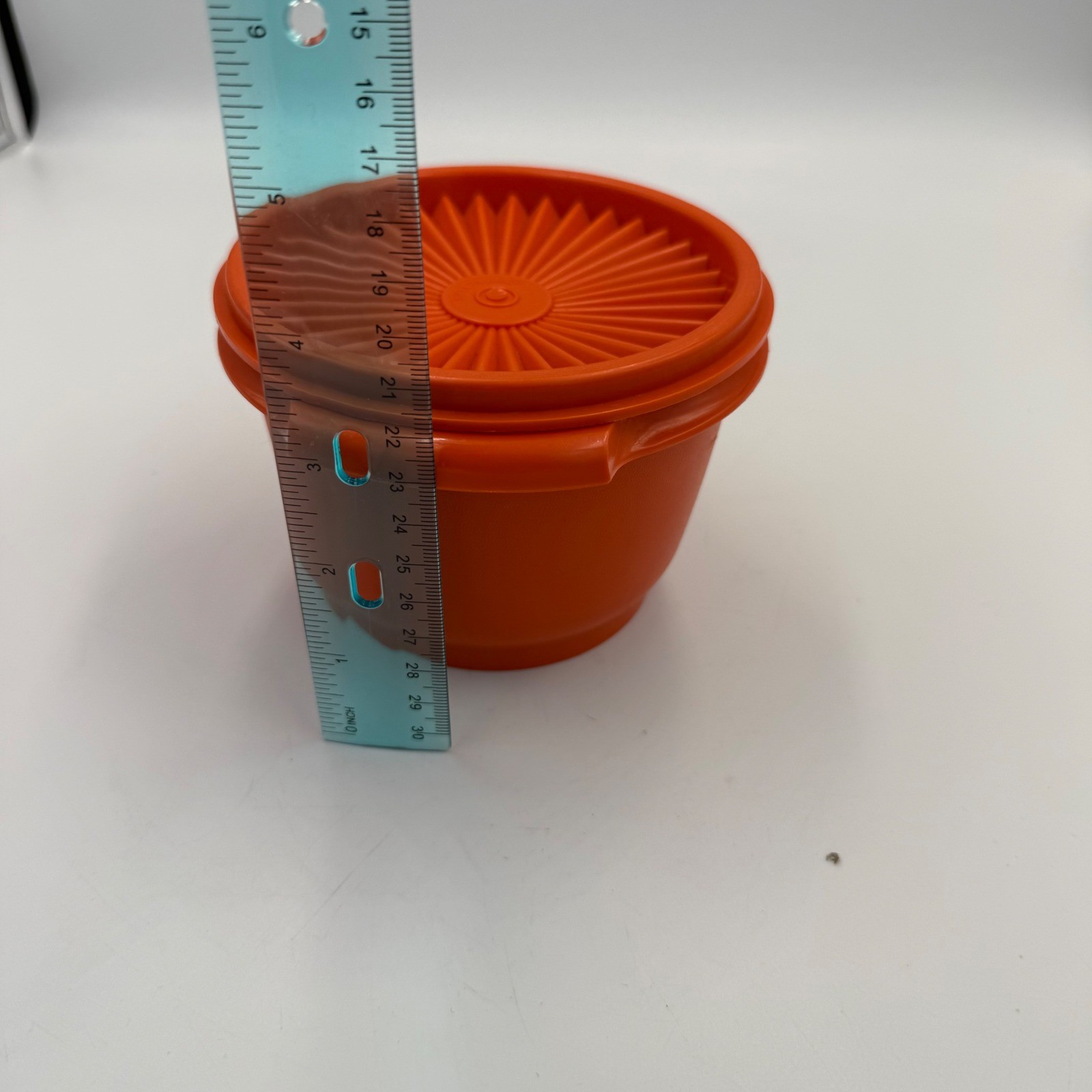 Vintage Tupperware Orange Servalier Bowl with Sunburst Lid 886-36 Made in USA