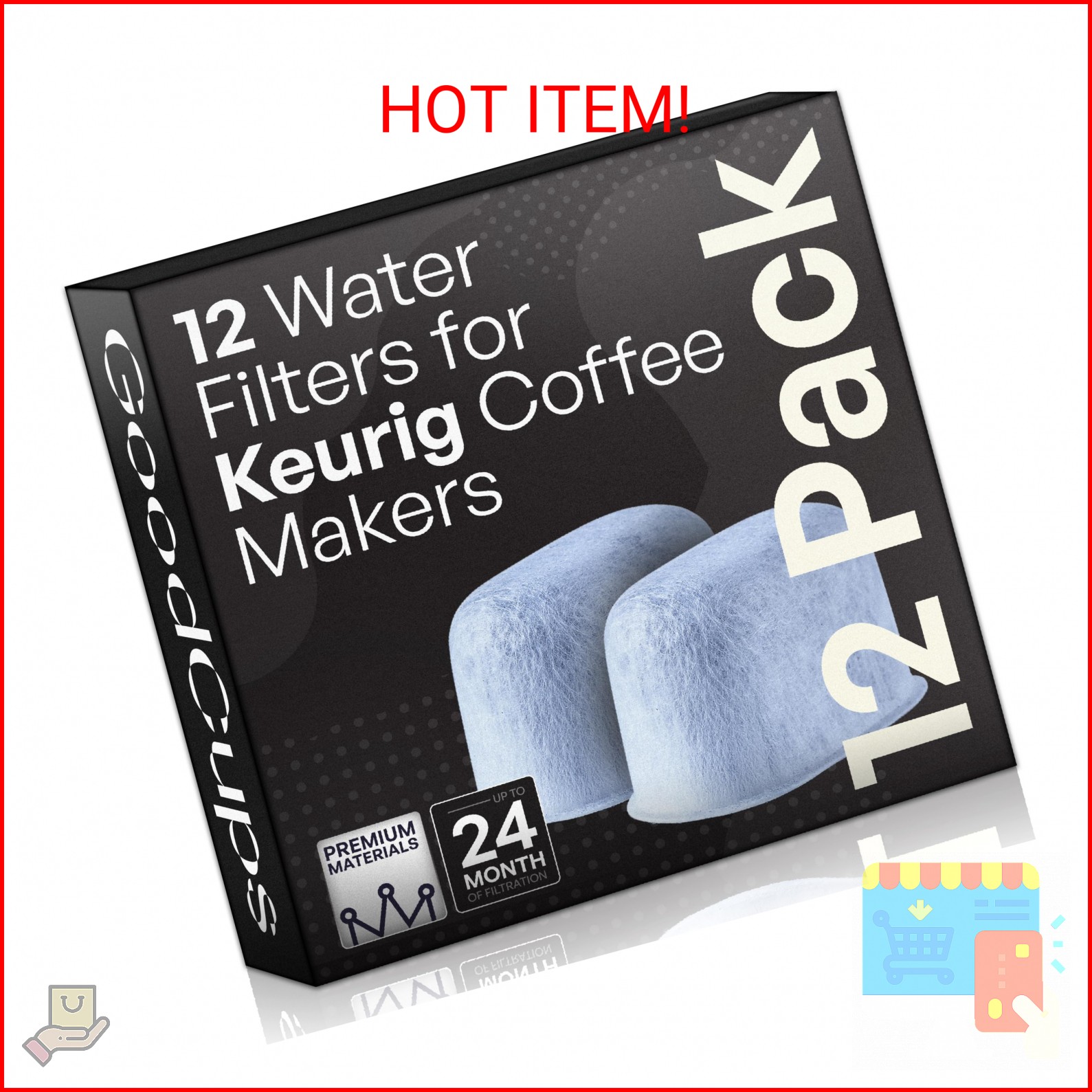 Keurig Filter Replacement – 12 Water Filters for Keurig K-Mini, K-Supreme, K-Sli