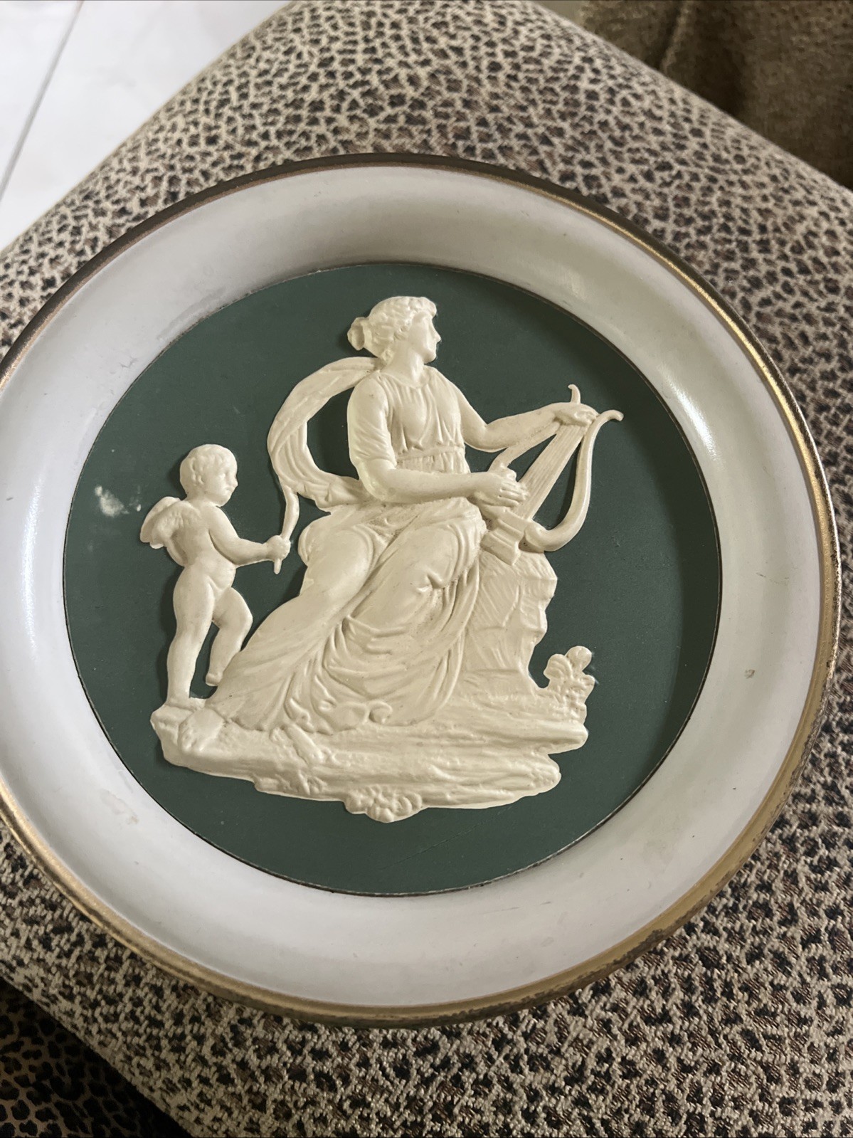 Vintage Wedgewood Collectible Tin Angel Cherub Raised Design Cameo 3D Round