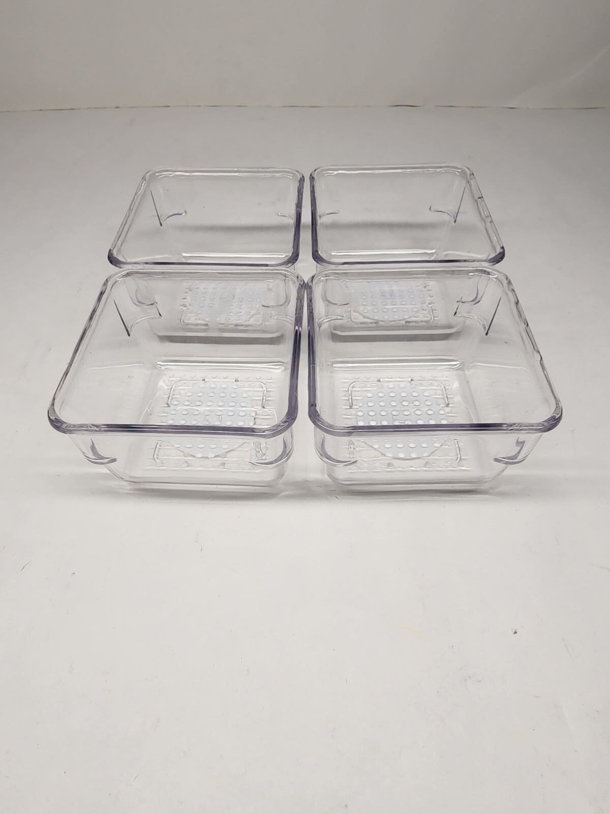 Clear Plastic Small Square Organizer Bins for Office Desk Bathroom (4-Pack)