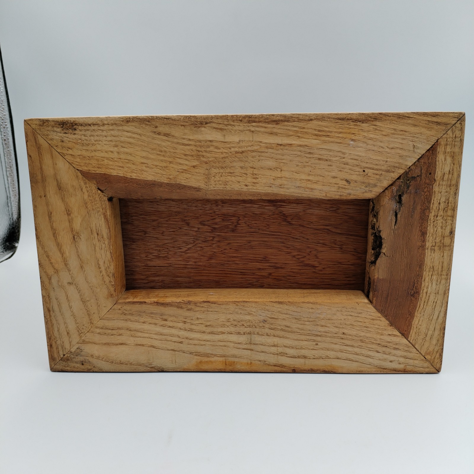 Vintage Wood Glass Display Caddy Box with 2 Clear Glass Canister Jars Retro