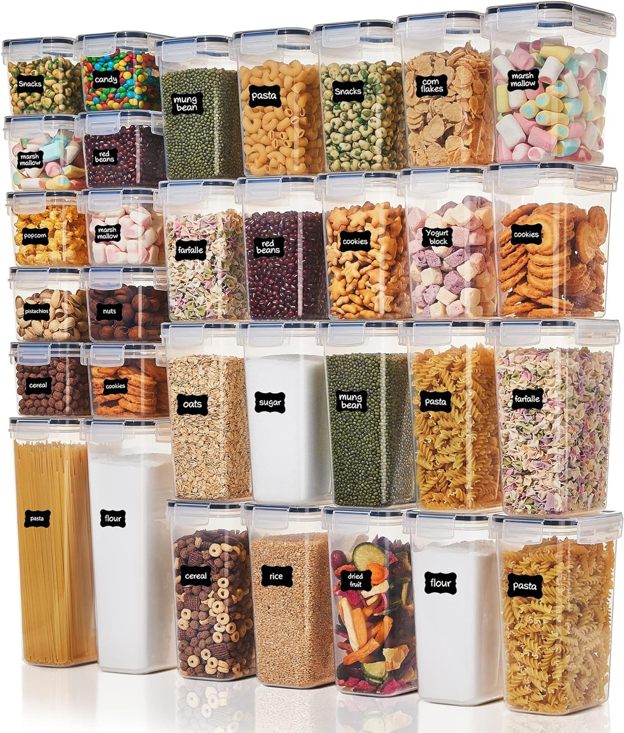 32Pcs Airtight Food Storage Containers Set with Labels, BPA Free